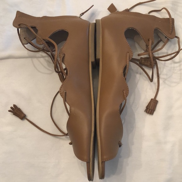 Boden Women’s Leather Open Toe Lace Up Tassel Sandal Size EU 39 Tan Brown - Picture 9 of 12